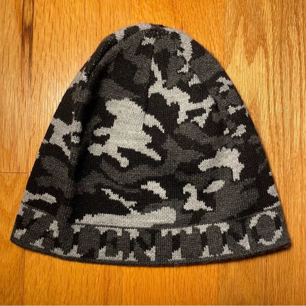 Valentino Garavani Black and Gray Knit Hat